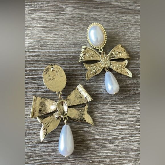 Bow drop earrings A201 - Picture 5 of 6